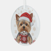Adorable Christmas Yorkshire Terrier Glas Ornament (Voorkant links)