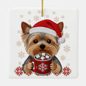 Adorable Christmas Yorkshire Terrier Keramisch Ornament (Achterkant)
