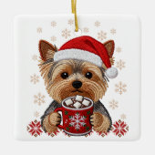 Adorable Christmas Yorkshire Terrier Keramisch Ornament (Voorkant)