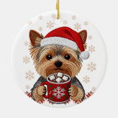 Adorable Christmas Yorkshire Terrier Keramisch Ornament (Achterkant)