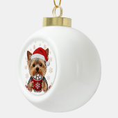 Adorable Christmas Yorkshire Terrier Keramische Bal Ornament (Rechts)