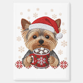 Adorable Christmas Yorkshire Terrier Magneet