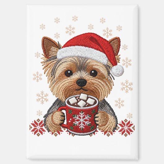 Adorable Christmas Yorkshire Terrier Magneet (Voorkant)