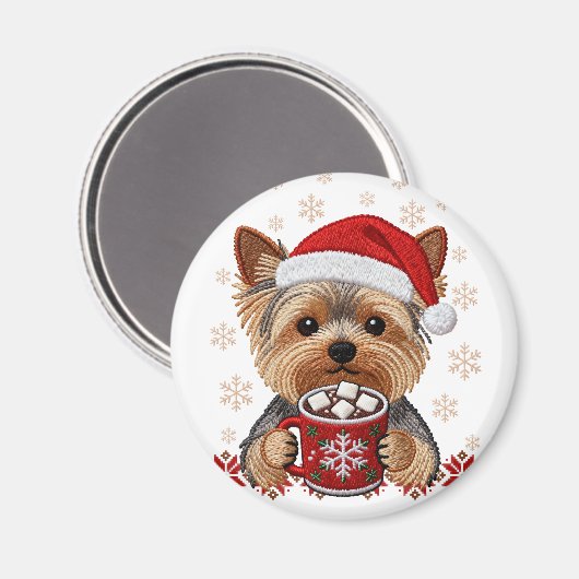 Adorable Christmas Yorkshire Terrier Magneet (Voorkant / Achterkant)
