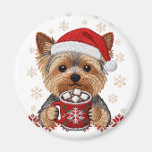 Adorable Christmas Yorkshire Terrier Magneet (Voorkant)
