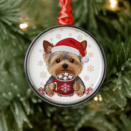 Adorable Christmas Yorkshire Terrier Metalen Ornament