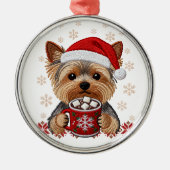 Adorable Christmas Yorkshire Terrier Metalen Ornament (Voorkant)