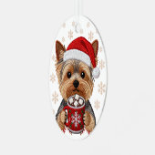 Adorable Christmas Yorkshire Terrier Metalen Ornament (Voorkant links)