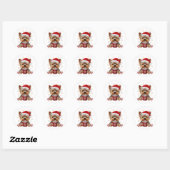 Adorable Christmas Yorkshire Terrier Ronde Sticker (Vel)