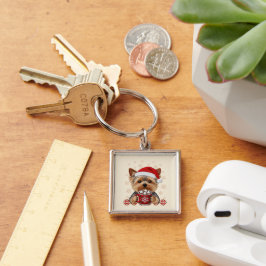 Adorable Christmas Yorkshire Terrier Sleutelhanger