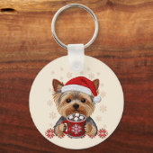 Adorable Christmas Yorkshire Terrier Sleutelhanger (Achterkant)