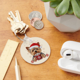 Adorable Christmas Yorkshire Terrier Sleutelhanger