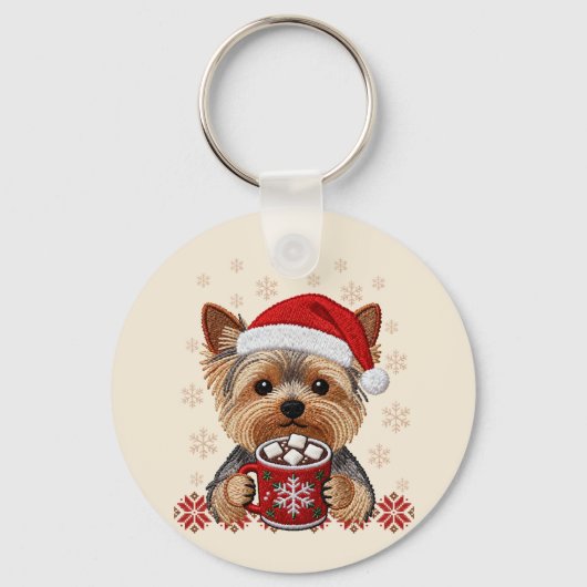 Adorable Christmas Yorkshire Terrier Sleutelhanger (Achterkant)