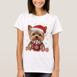 Adorable Christmas Yorkshire Terrier T-shirt