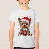 Adorable Christmas Yorkshire Terrier Tri-Blend Shirt (Voorkant)