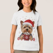 Adorable Christmas Yorkshire Terrier Tri-Blend Shirt (Voorkant)