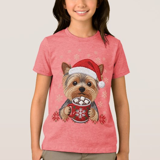 Adorable Christmas Yorkshire Terrier Tri-Blend Shirt (Voorkant)