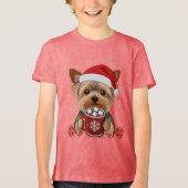 Adorable Christmas Yorkshire Terrier Tri-Blend Shirt (Voorkant)