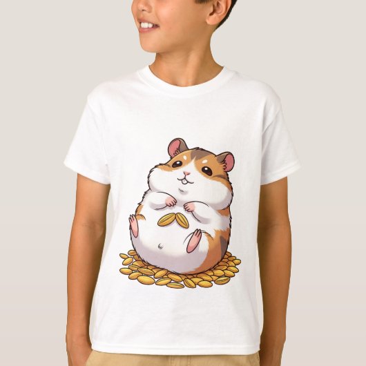 Adorable Chubby Hamster Sitting on Pile of Seeds T-shirt (Voorkant)