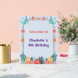 Adorable Chubby Narwhal Whale fish Seamless Sea Li Acryl Bord