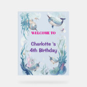 Adorable Chubby Narwhal Whale fish Seamless Sea Li Acryl Bord (Voorkant)