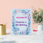 Adorable Chubby Narwhal Whale fish Seamless Sea Li Acryl Bord (Huwelijk)