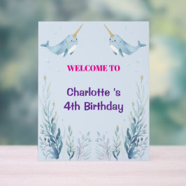 Adorable Chubby Narwhal Whale fish Seamless Sea Li Acryl Bord