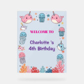 Adorable Chubby Narwhal Whale fish Seamless Sea Li Acryl Bord (Voorkant)