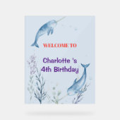 Adorable Chubby Narwhal Whale fish Seamless Sea Li Acryl Bord (Voorkant)