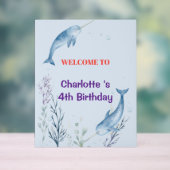 Adorable Chubby Narwhal Whale fish Seamless Sea Li Acryl Bord (Neutraal)