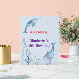 Adorable Chubby Narwhal Whale fish Seamless Sea Li Acryl Bord