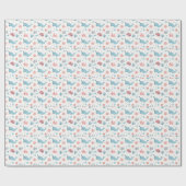 Adorable Chubby Narwhal Whale fish Seamless Sea Li Cadeaupapier (Vlak)