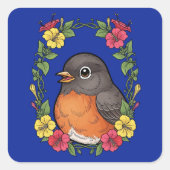 Adorable Connecticut Bird With Mirabilis Vierkante Sticker (Voorkant)