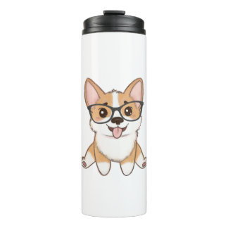 Adorable Corgi Puppy With Glasses Thermosbeker