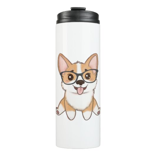 Adorable Corgi Puppy With Glasses Thermosbeker (Voorkant)