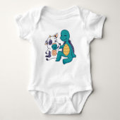 Adorable Cow and Turtle Hugging Cartoon  Romper (Voorkant)