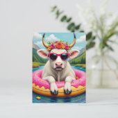 Adorable Cow on a Float Trip Briefkaart (Staand voorkant)