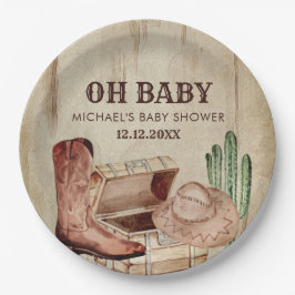 Adorable Cowboy Baby Shower Western Boots Papieren Bordje