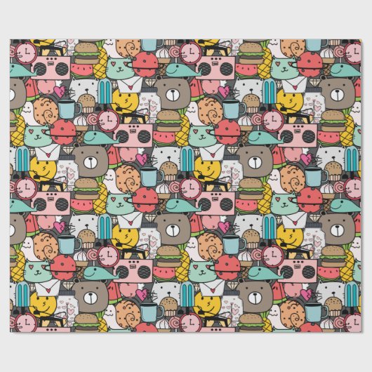 Adorable critters wrapping paper cadeaupapier (Vlak)