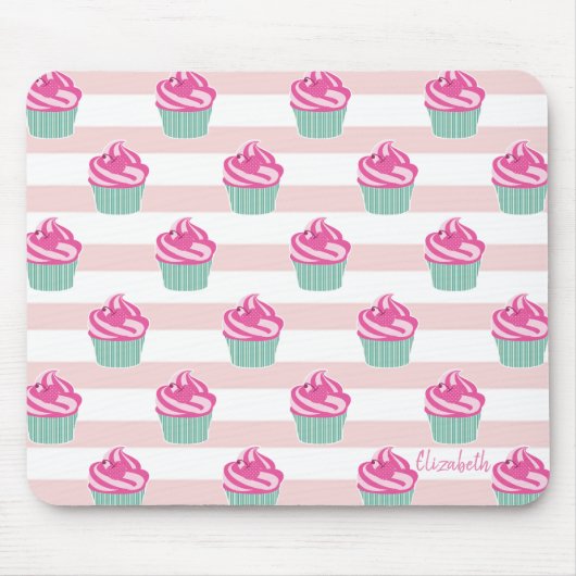 Adorable Cupcakes, Strepen -Persoonlijk Muismat (Voorkant)