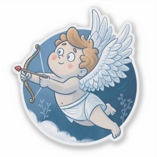 Adorable Cupid Valentine’s Day Sticker (Voorkant)