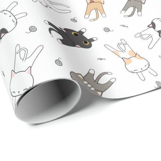 Adorable Cute Cat pattern for Your Gift Pack Cadeaupapier (Rol Hoek)