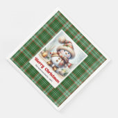 Adorable Cute Christmas Snowman Editable Napkins Servet (Hoek)