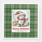 Adorable Cute Christmas Snowman Editable Napkins Servet (Voorkant)