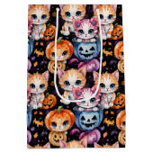 Adorable Cute Watercolor Halloween Kittens Medium Cadeauzakje (Achterkant)