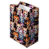 Adorable Cute Watercolor Halloween Kittens Medium Cadeauzakje (Achterkant Gekanteld)