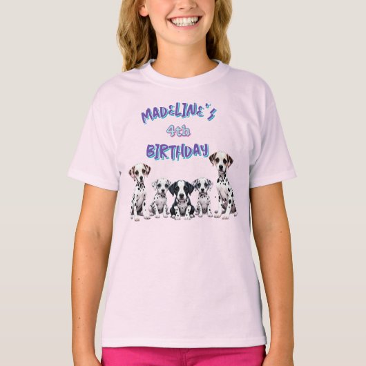 Adorable Dalmatian Puppies Girl's Birthday T-shirt (Voorkant)