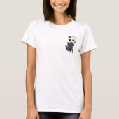 Adorable Dapper Skeleton Hugging Smiling Black Cat T-shirt (Voorkant)