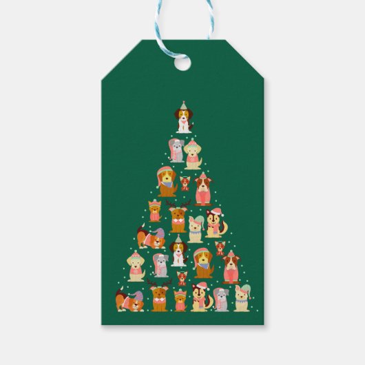 Adorable Dog Christmas Tree  Cadeaulabel (Voorkant)