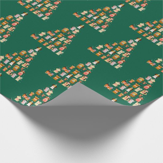 Adorable Dog Christmas Tree  Cadeaupapier (Hoek)